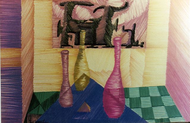 13 - 1967 - 3 - Toros - Bodegón - Flomasters IV - Sobre papel - 50x90cm.