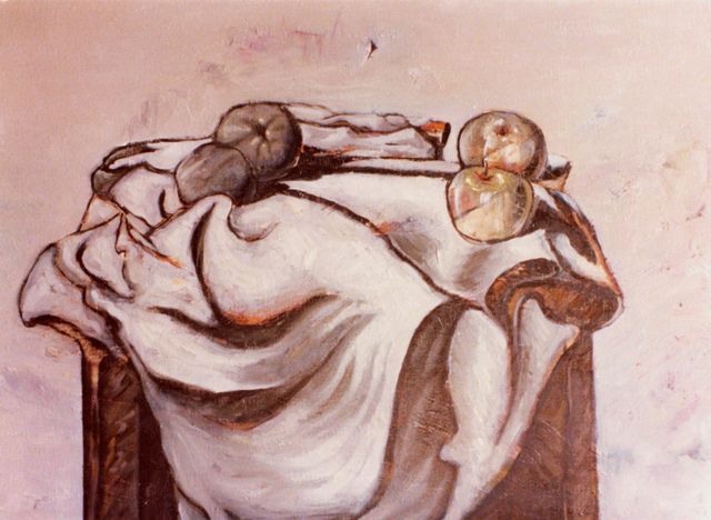 26 - 1972 - 1 - Cama durmientes - Bodegones del exilio - o. s. tela - 54x73.