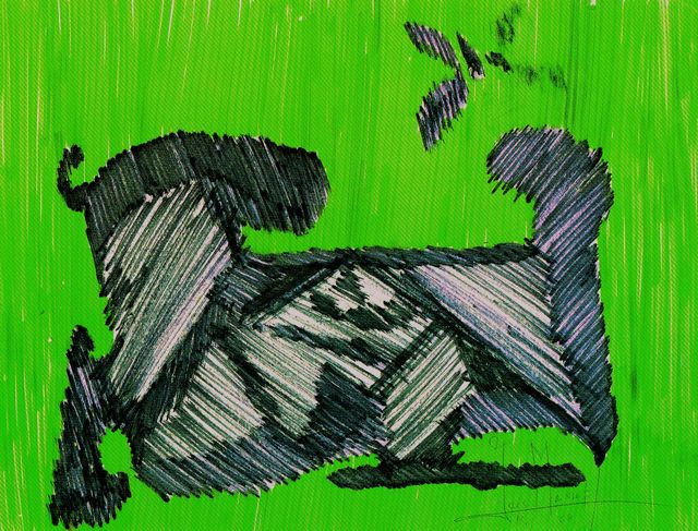 12- Can con papillon -S.Cuche -25x32 -Flomasters -ll -