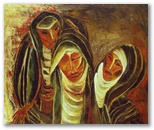 04 -Plañideras  en la puerta - Oleo S. tela -80 x 100 -.Latidos de la mina.