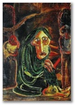 05 - En la puerta - Oleo s. tela - 92x65 - Latidos de la mina.