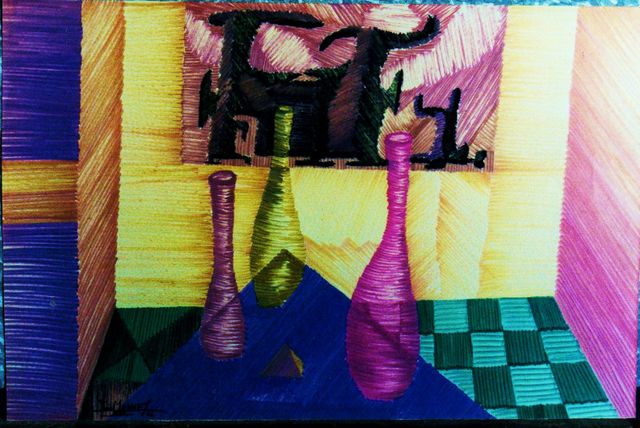 04 -Bodegon con toros -F. S.Cartulina -50 x 90 -Flomasters -lV -