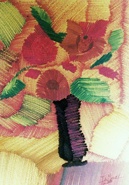 09 -Bucaro con rosas -F. S. Cartulina -35 x25 -Flomasters -lV -
