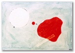 15 -Flotan dos rojos en el azul -Acrílico s. tela 135x200 -Metafísica Espacial -