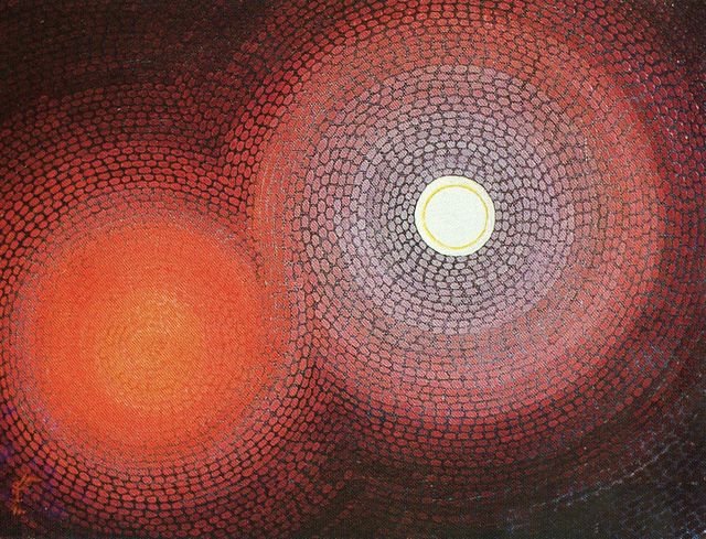 16 -Encuenyro -III -Oleo S. Tela -27 x 46 -Puntillismo -