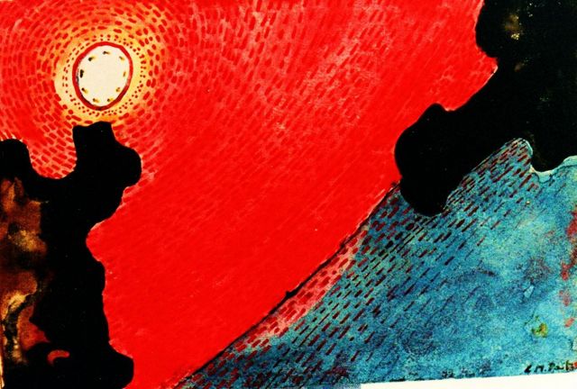 03 -Luna sul mare  -Acrílico S. Tela -30 x 35 -Puntillismo -