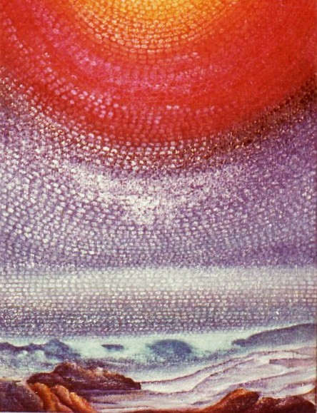 27 -El Alba -Oleo S. Tela -35 x27 -Puntillismo -