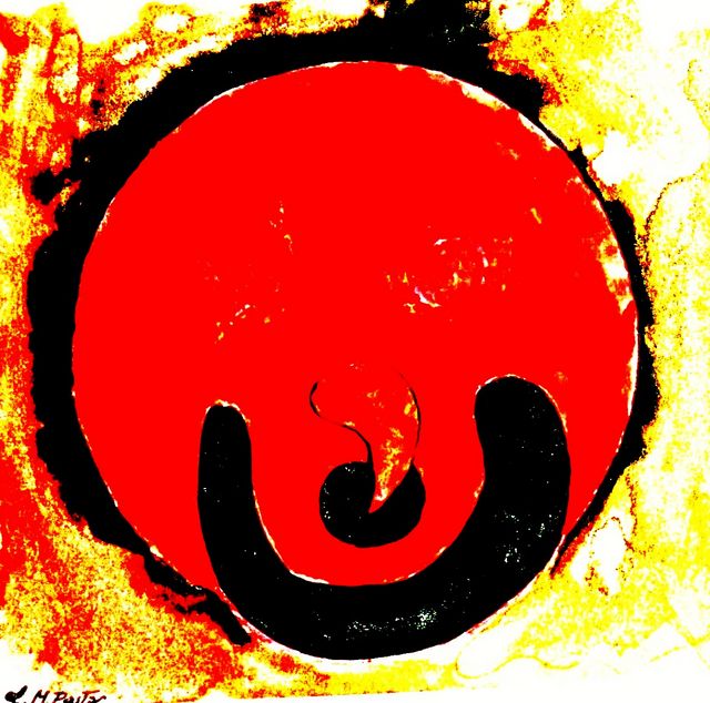 02 -Facha di luna  calda -Acrílico S.Tela -54 x54 -Puntillismo -