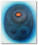14 -Anillo rojo -en azul -Oleo S. Tela -65 x 54 -Puntillismo -