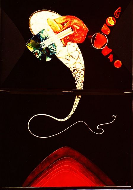 07 -Historia de un espermatozoide informal -Oleo S. Tabla -140x99 -Subrrealismo -