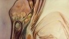 29 -Larguetto en  gris -manzanas de cristal - Oleo S. Tela -130 x50 -  Concierto Humano -Suprarrealismo -